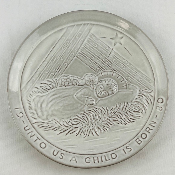 Vintage Frankoma 1980 Unto Us A‎ Child Is Born Christmas Plate Joniece Frank - Picture 1 of 3